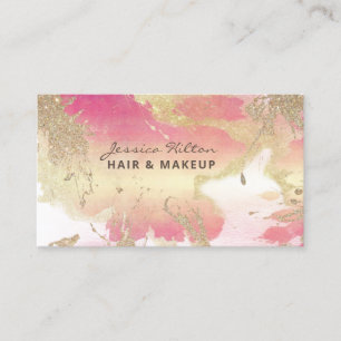 Contemporary gold glittery watercolor wash business card