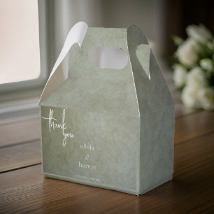Contemporary Golden Sage Faux Suede Paint Wedding Favor Box