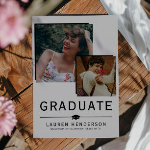 Contemporary Graduate Photo Collage Graduation Announcement