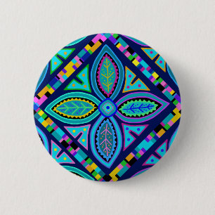Contemporary Granny Square Flower 2 Inch Round Button