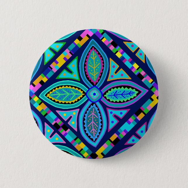 Contemporary Granny Square Flower 2 Inch Round Button (Front)