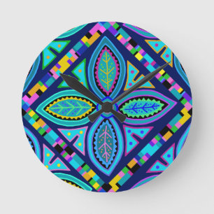 Contemporary Granny Square Flower Round Clock