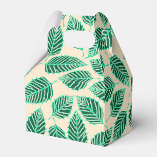 Contemporary Green Birch Leaves Pattern Favour Box
