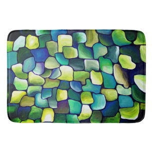 Contemporary Green Pattern Bath Mat
