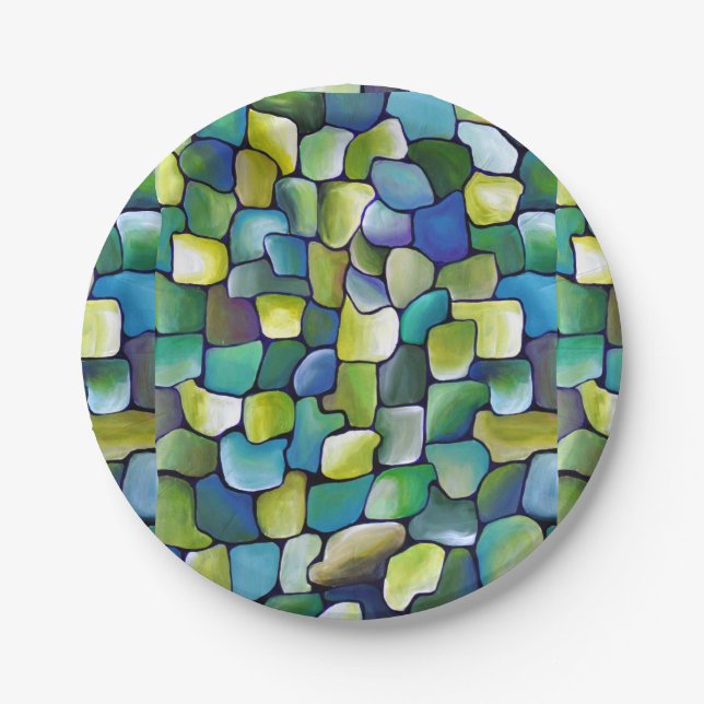 Contemporary Green Pattern Paper Plate (Front)