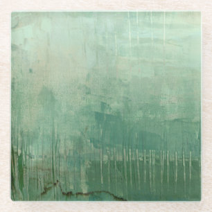 Contemporary Green Watercolor Glass Coaster