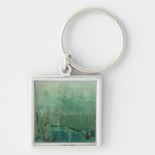 Contemporary Green Watercolor Keychain