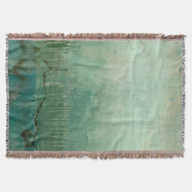 Contemporary Green Watercolor Throw Blanket (Front)