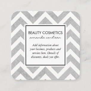 Contemporary Grey Chevron Square Business Card