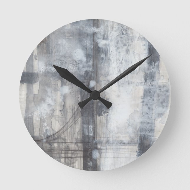 Contemporary Grey Painting Round Clock (Front)