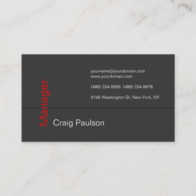 Contemporary Grey Red Hot Attractive Business Card (Front)