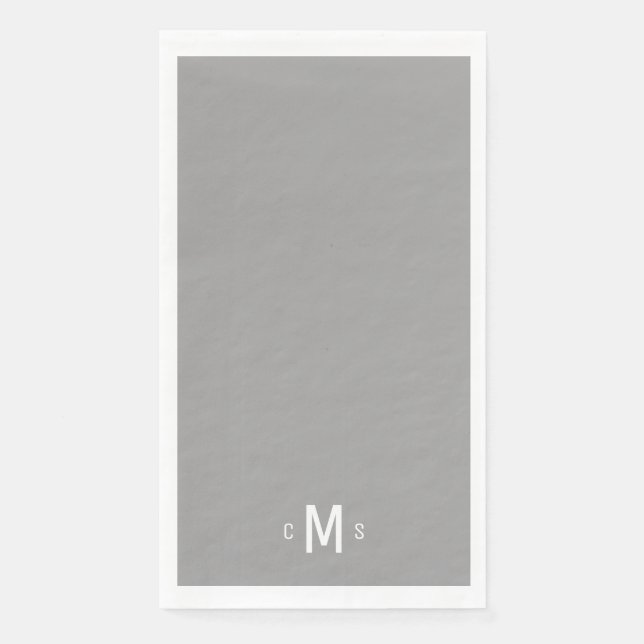 Contemporary Grey & White Monogram  Napkin (Front)