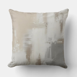 Contemporary Grey White Taupe Abstract Design Throw Pillow