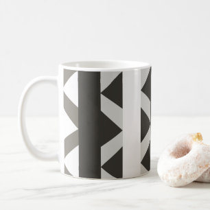 Contemporary Grey White Triangle Stripe Pattern Coffee Mug