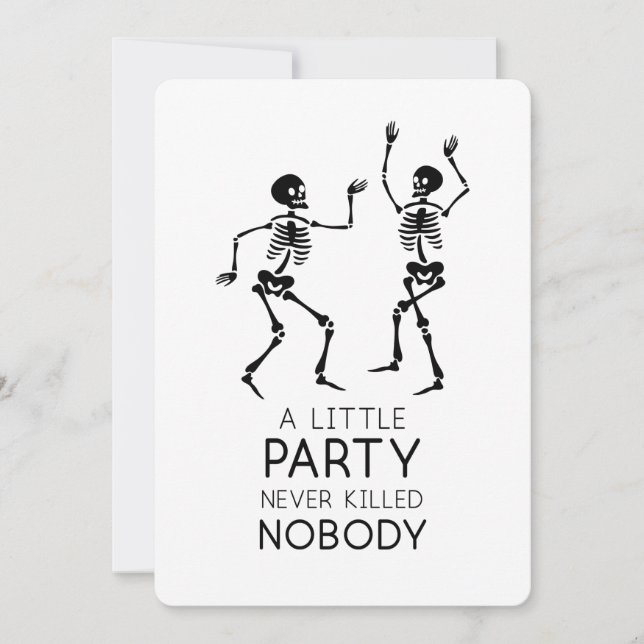 Contemporary Halloween dancing skeletons Invitation (Front)