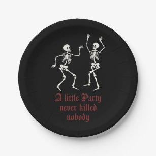 Contemporary Halloween skeletons Paper Plate