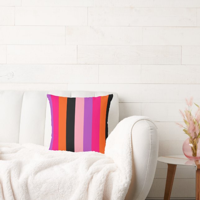 Contemporary Halloween Stripes  Throw Pillow (Couch)