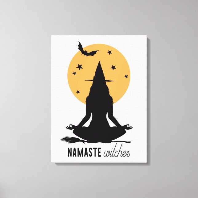 Contemporary Halloween yoga Witch Canvas Print (Front)