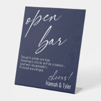 Contemporary Handwriting Funny Navy Blue Open Bar