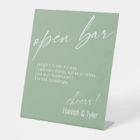 Contemporary Handwriting Funny Open Bar Sage Green