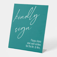 Contemporary Handwriting "Kindly Sign" Teal