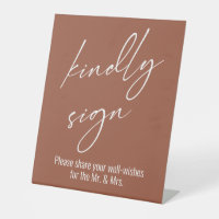 Contemporary Handwriting "Kindly Sign" Terracotta
