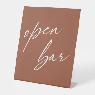 Contemporary Handwriting Open Bar Terracotta Pedestal Sign