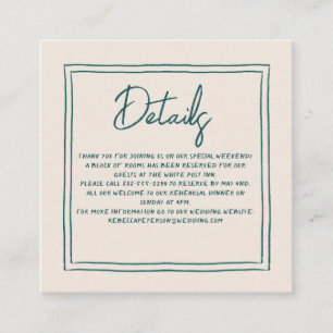 Contemporary Handwriting Retro Wedding Details Enclosure Card