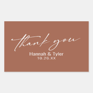 Contemporary Handwriting Thank You Terracotta Sticker