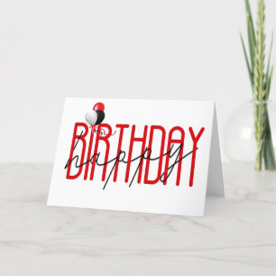 contemporary happy birthday balloons on white card