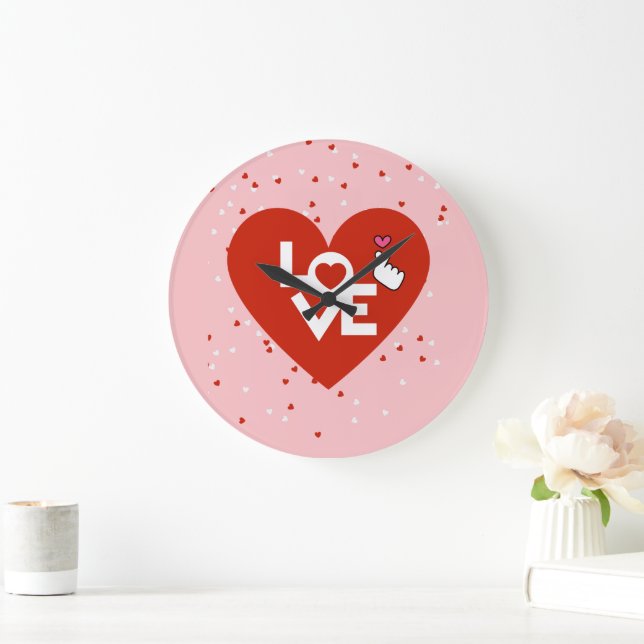 Contemporary Happy Valentine's Day  Large Clock (Home)