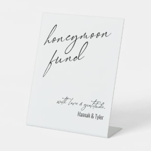 Contemporary Honeymoon Fund QR Code White Pedestal Sign