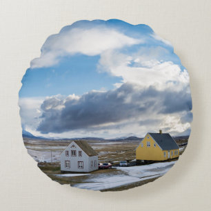 Contemporary Houses Round Pillow