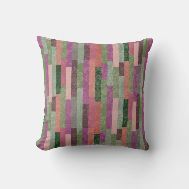 Contemporary Interior Pink Green and Purple Throw Pillow (Front)
