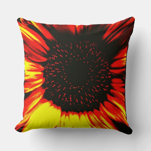 contemporary large sunflower seed head and petals throw pillow (Front)