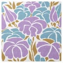 Contemporary Lavender Blue and Yellow Floral Art