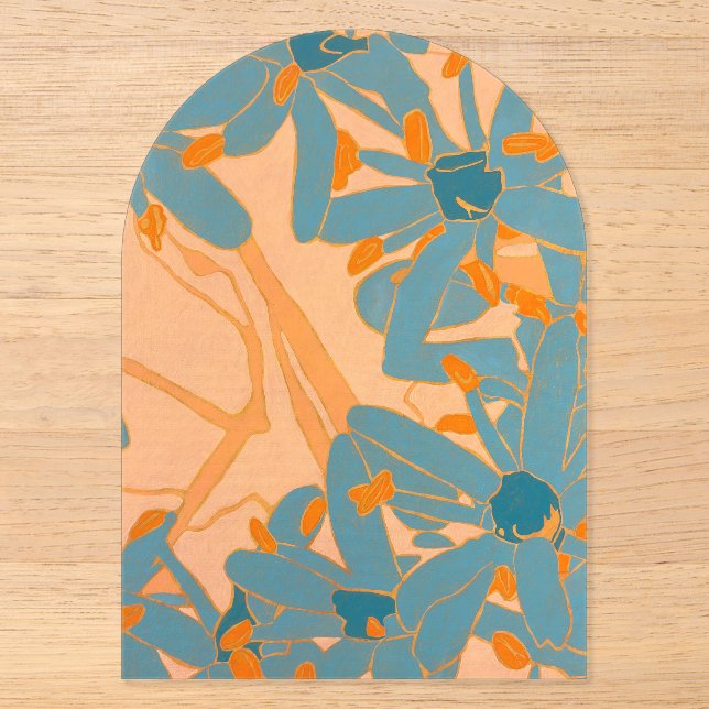 Contemporary Leaf Design in Peach Acrylic Invitations (Front)