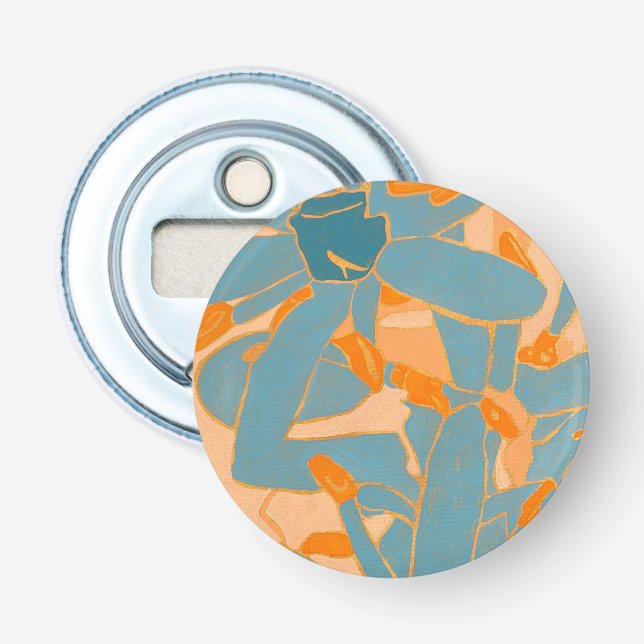 Contemporary Leaf Design in Peach  Bottle Opener (Front)