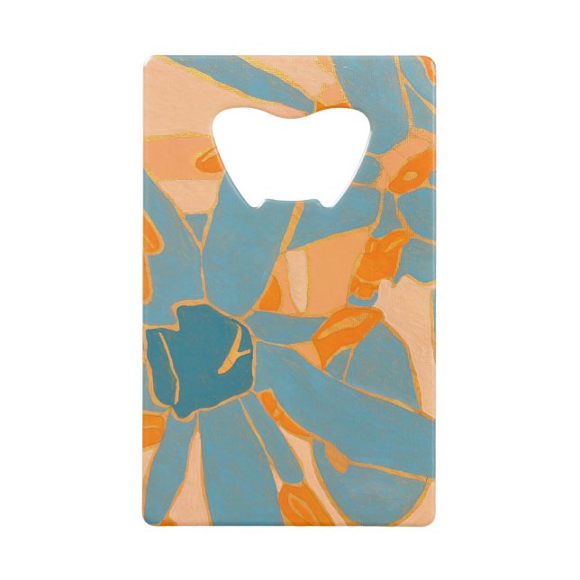 Contemporary Leaf Design in Peach Bottleopener Credit Card Bottle Opener (Front)