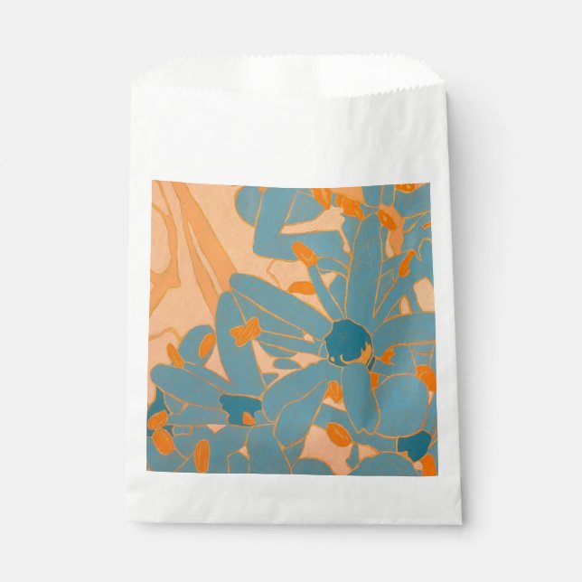 Contemporary Leaf Design in Peach  Favour Bag (Front)