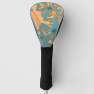 Contemporary Leaf Design in Peach  Golf Head Cover