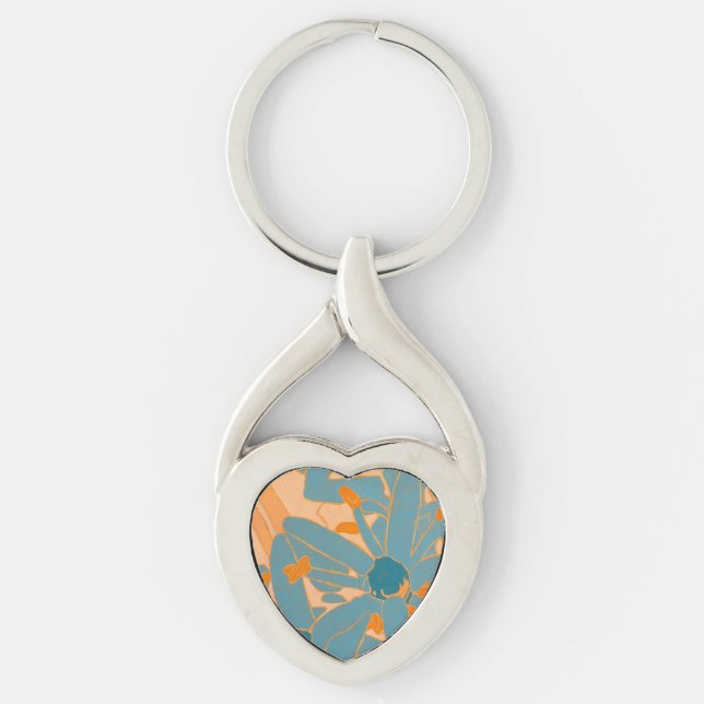 Contemporary Leaf Design in Peach Keychain (Front)