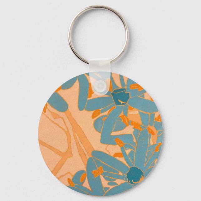 Contemporary Leaf Design in Peach Keychain (Front)