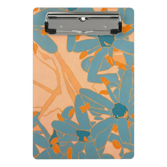 Contemporary Leaf Design in Peach Mini Clipboard (Front)