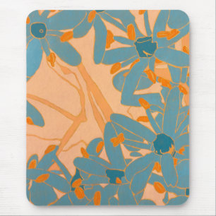 Contemporary Leaf Design in Peach Mouse Pad