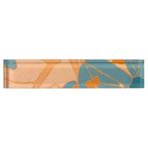 Contemporary Leaf Design in Peach Nameplate