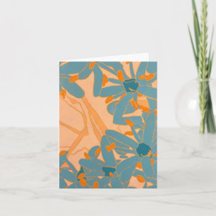 Contemporary Leaf Design in Peach Note Card