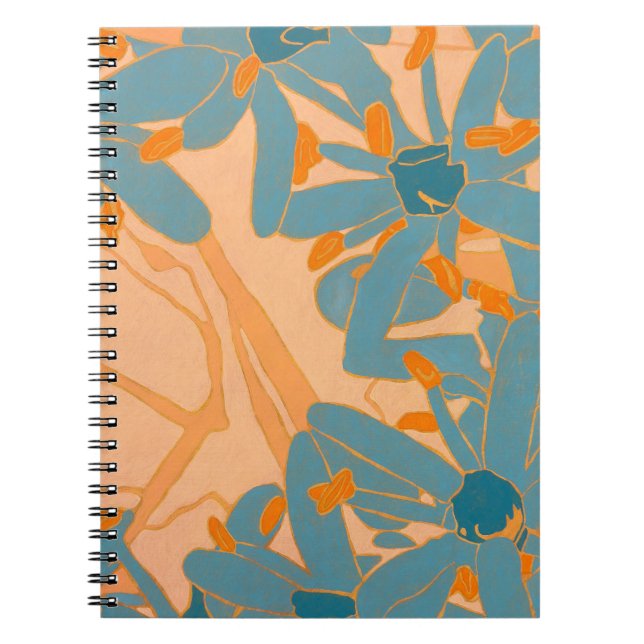 Contemporary Leaf Design in Peach Notebook (Front)