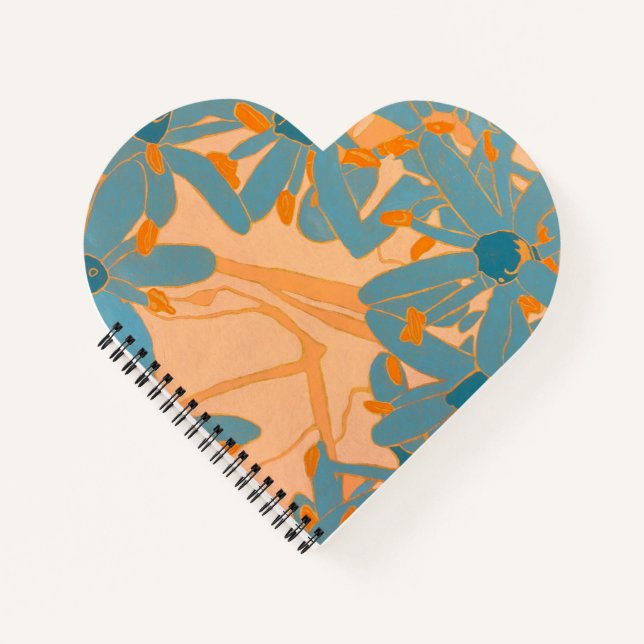 Contemporary Leaf Design in Peach Notebook (Front)