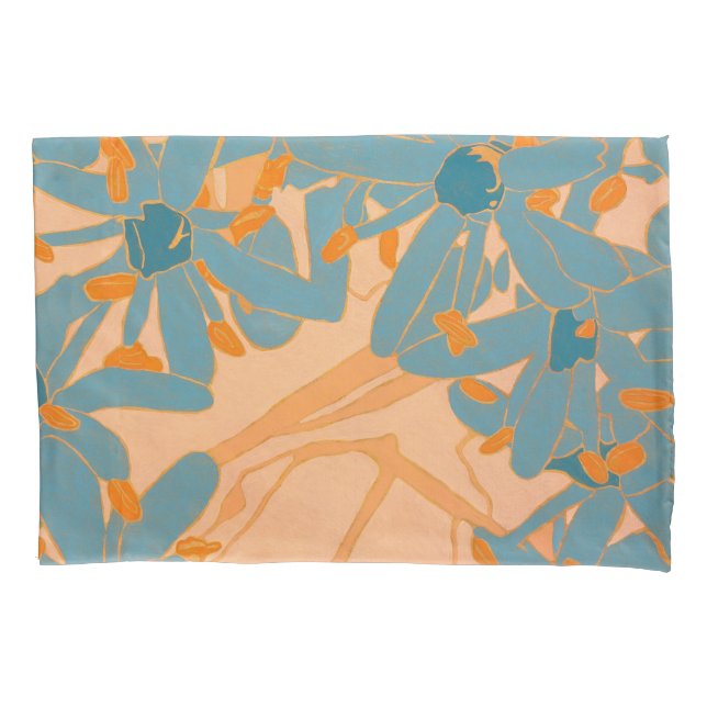 Contemporary Leaf Design in Peach  Pillowcase (Front)